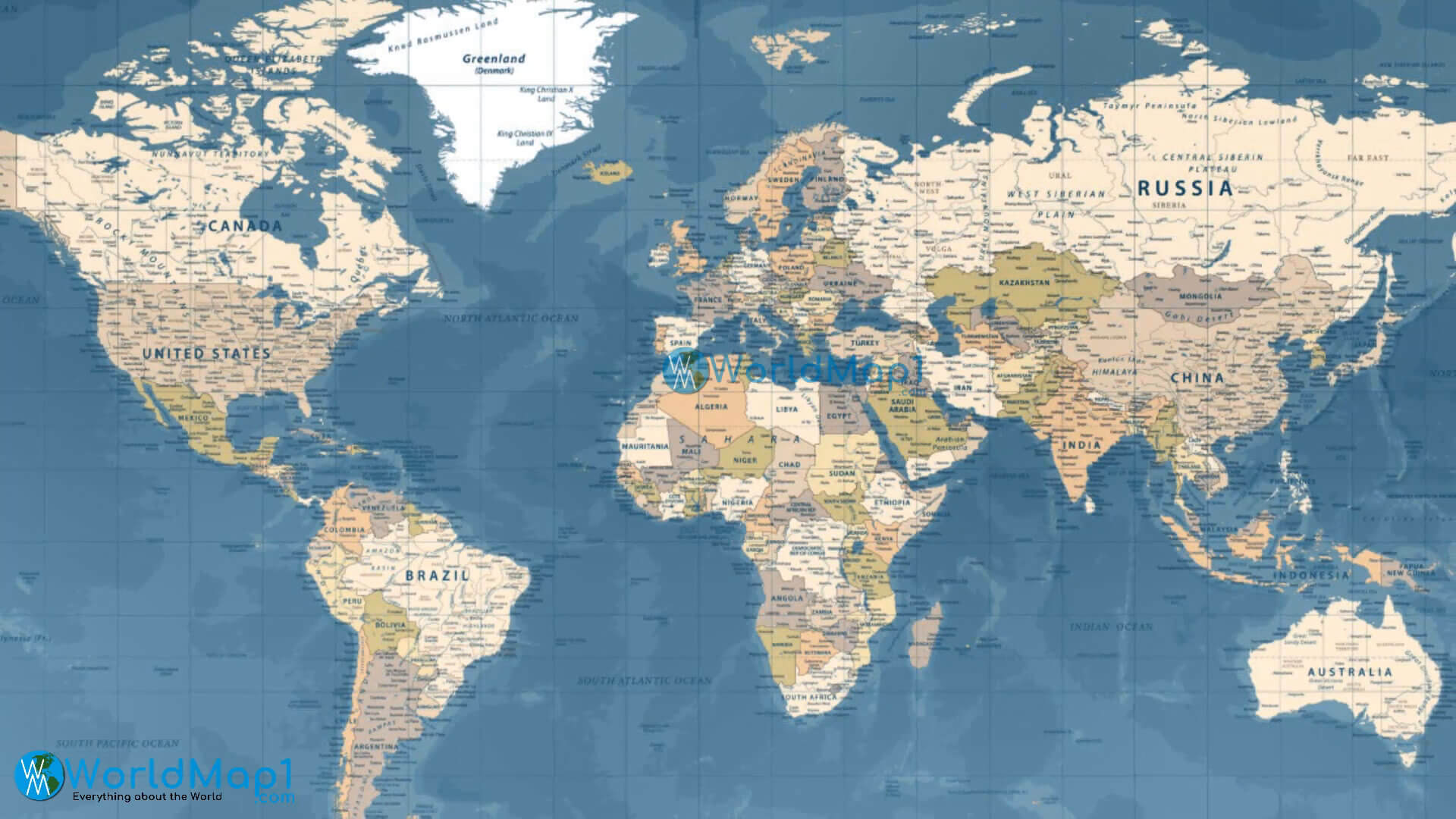 Detaillierte Karte der Länder der Welt